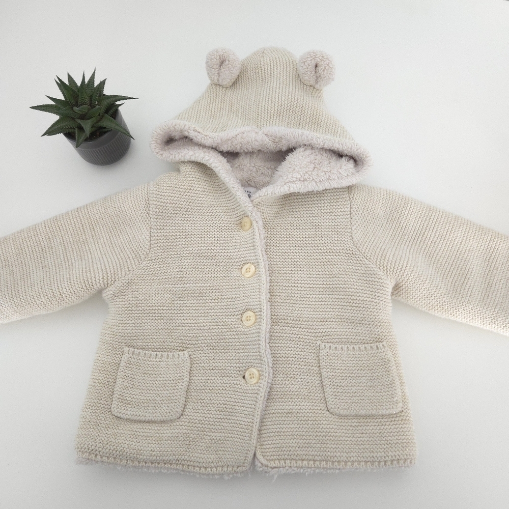 Baby Gap Sherpa Lined Sweater Jacket size 12-18 months